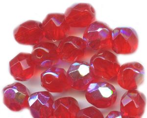 Perles à facettes 6 mm Rouge AB