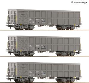 ROCO 6600203 Coffret de 3 wagons de marchandises ouverts, SNCF-H0-V-VI-DC