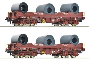 ROCO 76338 Coffret de 2 pièces: Wagons porte-coils, SNCB H0-V-VI-DC