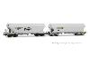 HJ6320 SNCF, coffret de 2 wagons-trémies céréaliers à 4 essieux, avec parois latérales lisses et bombées, « MILLET », livrée grise - HC -DC- époque VI ( 2007 et plus)