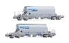 HJ6307 SNCF, coffret de 2 wagons-trémie à 4 essieux Taoos, « NORSK HYDRO AZOTE », livrée grise - HC -DC- époque IV ( 1971-1990)