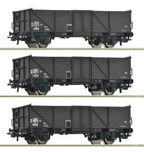 ROCO 6600141 Coffret de 3 wagons de marchandises ouverts, SNCF-H0-III-DC