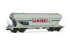 HJ6312 SNCF, coffret de 2 wagons trémies céréaliers à 4 essieux « SANDERS », livrée grise, ép. V