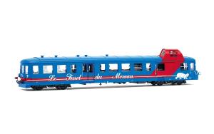 HJ2624 CFTA, autorail diesel X 3876, train touristique « Le Furet de Morvan », livrée bleue/rouge - HO -DC- époque IV ( 1971-1990)