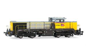 HJ2439 Akiem/SNCF Réseau, locomotive diesel BB 79000 (Vossloh DE 18), livrée jaune/gris, ép. VI