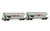 HJ6312 SNCF, coffret de 2 wagons trémies céréaliers à 4 essieux « SANDERS », livrée grise, ép. V