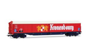 HJ6322 SNCF, wagon à parois coulissantes à 4 essieux type Habis, « Kronenbourg », chassis bleu - HC -DC- époque IV ( 1971-1990)