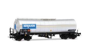 HJ6324 SNCF, wagon-citerne à 4 essieux « Algeco », livrée chrome/argent - HC -DC- époque IV ( 1971-1990)