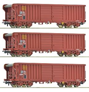 ROCO 6600285 Set de 3 wagons : wagon à toit roulant, SNCF HO IV DC