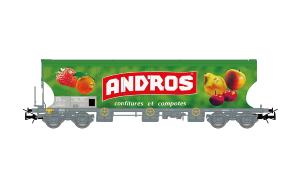 HJ6318 SNCF, wagon-trémie pour transport de sucre à 4 essieux, « ANDROS », livrée verte - HC -DC- époque IV ( 1971-1990)