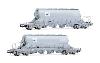 HJ6306 SNCF, coffret de 2 wagons-trémie à 4 essieux Taoos, « DMI / Saint Gobain », livrée grise - HC -DC- époque IV ( 1971-1990)