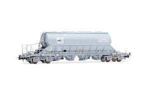 HJ6306 SNCF, coffret de 2 wagons-trémie à 4 essieux Taoos, « DMI / Saint Gobain », livrée grise - HC -DC- époque IV ( 1971-1990)