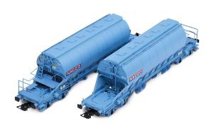 HJ6230 NACCO, coffret de 2 wagons-trémies à 4 essieux Taoos, livrée bleue, ép. VI