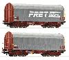 ROCO 77025 COFFRET DE 2 WAGONS À BÂCHE COULISSANTE -