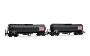 HJ6323 SNCF, coffret de 2 wagons-citernes à 4 essieux « TOTAL France », livrée noire - HC -DC- époque IV ( 1971-1990)