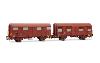 HJ6325 SNCF, coffret de 2 wagons à 2 essieux type Gs, livrée marron, un d'eux avec feux de fin de convoi - HC -DC- époque IV ( 1971-1990)