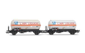HJ6287 SNCF, coffret de 2 wagons gaziers à 2 essieux avec toit pare soleil, « Air Liquide », ép. IV