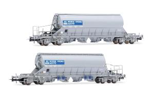 HJ6307 SNCF, coffret de 2 wagons-trémie à 4 essieux Taoos, « NORSK HYDRO AZOTE », livrée grise - HC -DC- époque IV ( 1971-1990)