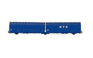 HJ6237 - JOUEF - SNCF, wagon bâché à 3 essieux Lails, livrée bleue, «EVS», ép. IV